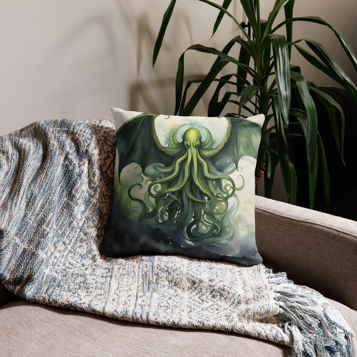 Cthulhu Aquarellmalerei Kissenbezug