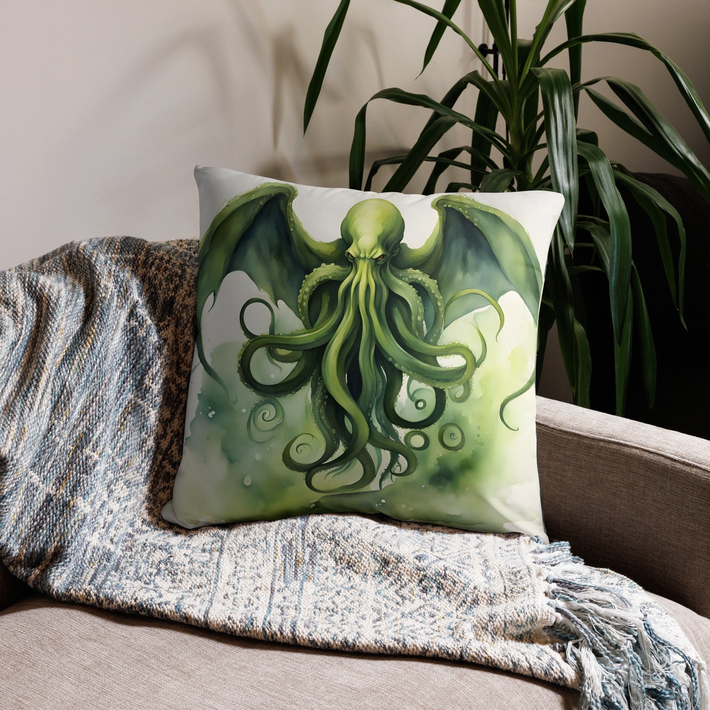 Cthulhu Aquarellmalerei Kissenbezug