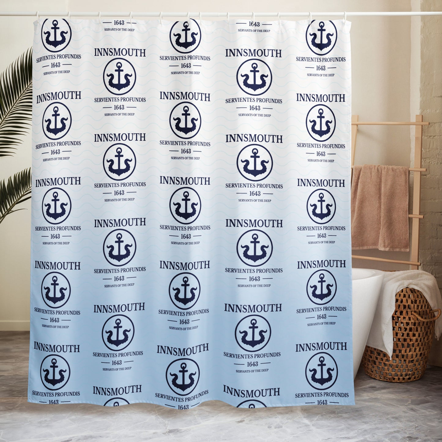 Flag of Innsmouth – Servientes Profundis (Est. 1643) Shower curtain