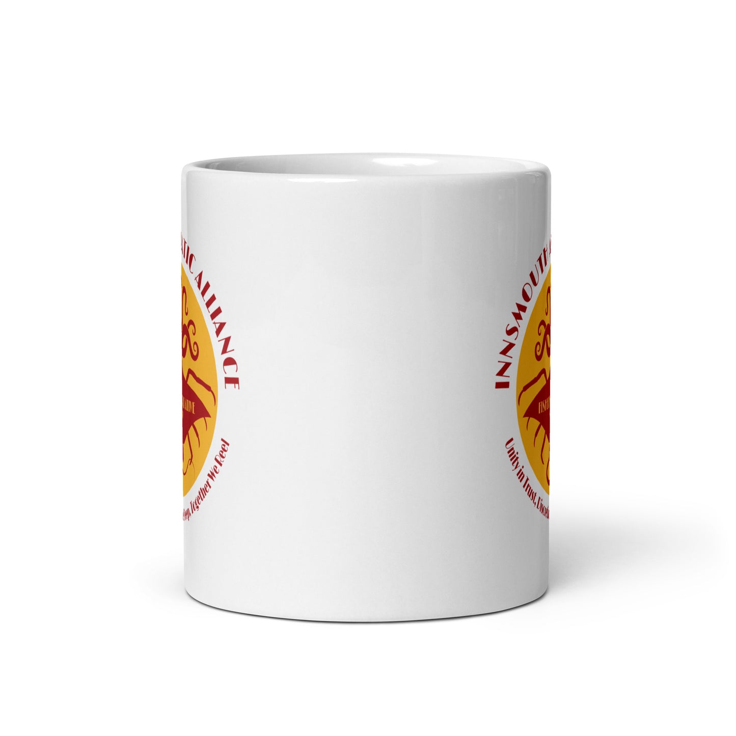 Innsmouth Aquatic Alliance Fishery Union Weiß glänzende Tasse